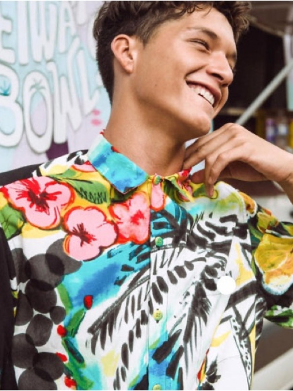Vintage Jams World Multicolor Floral & Parrot Print Button-Up Shirt